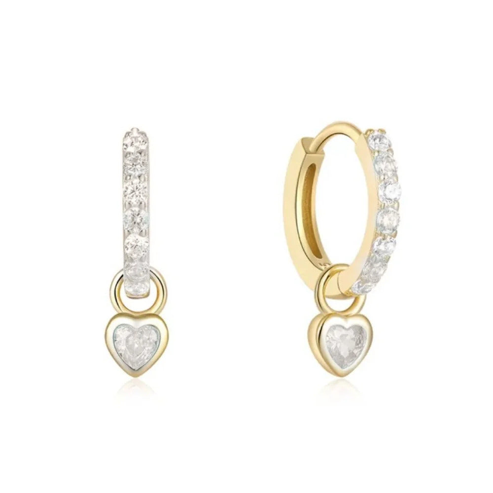 Gold Crystal Heart Earrings