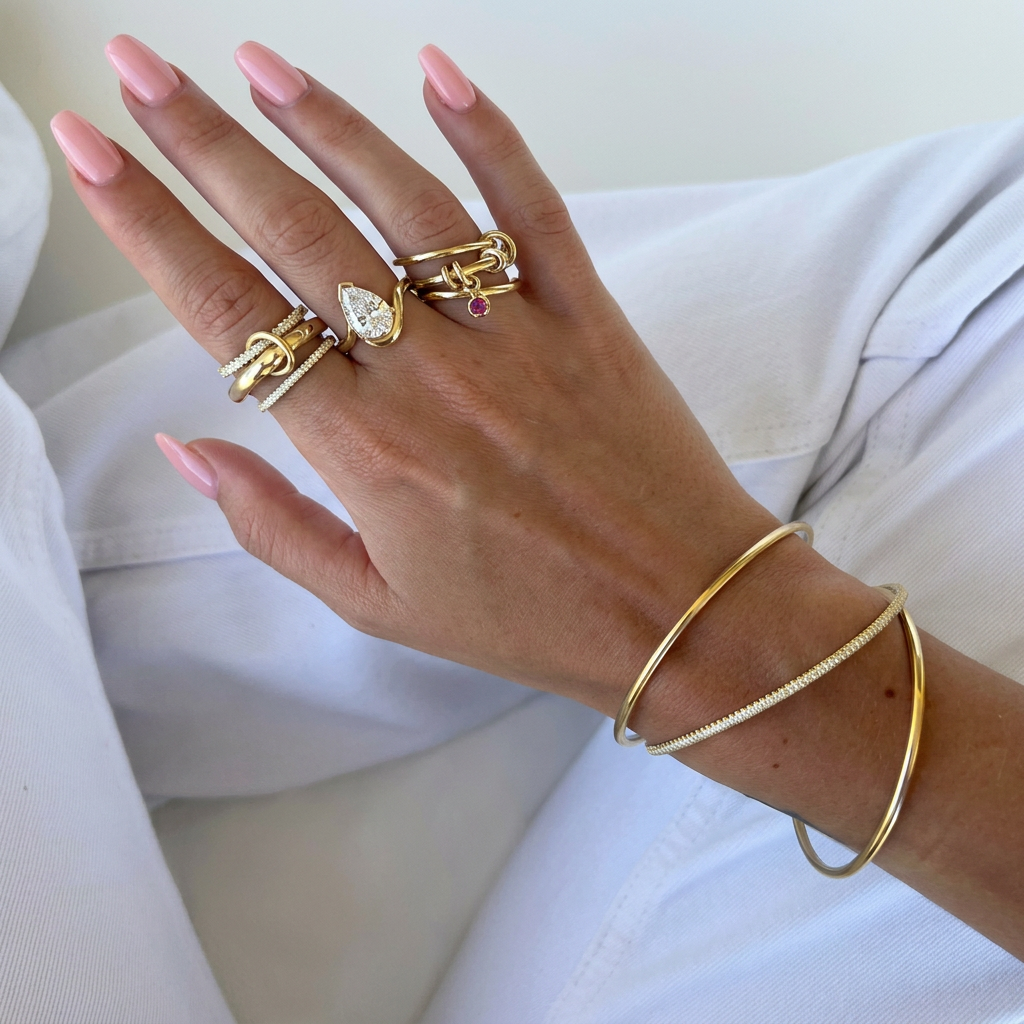 Estelle Diamante Ring in Gold & Silver