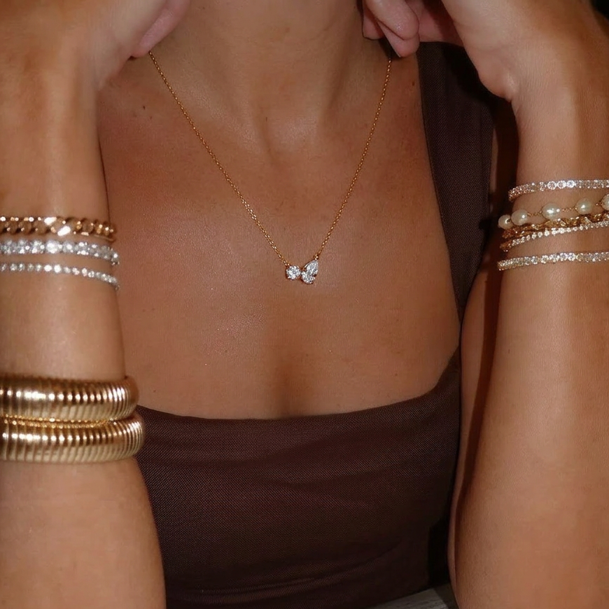 Twin Diamanté Necklace