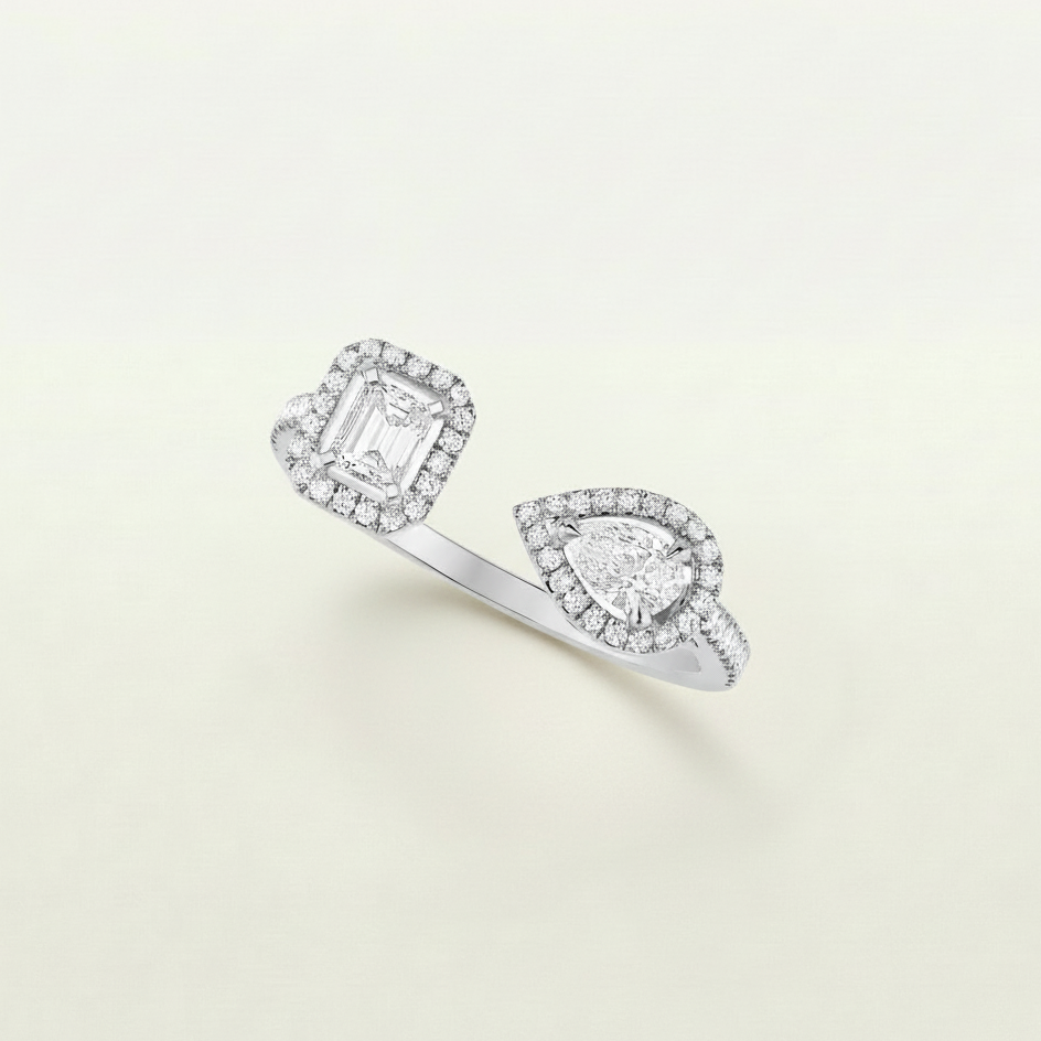 Twin Diamanté Ring (in silver & gold)
