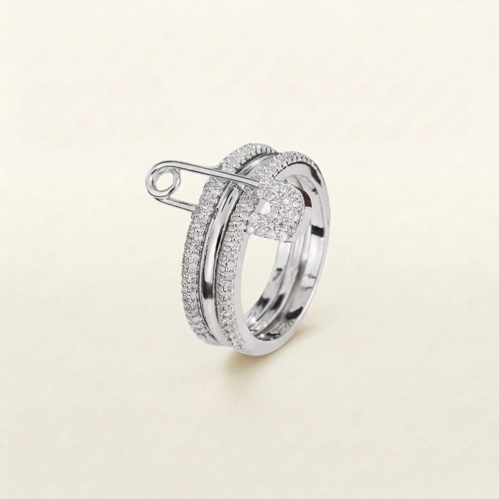 Safety Pin Stack Ring (in gold & silver)