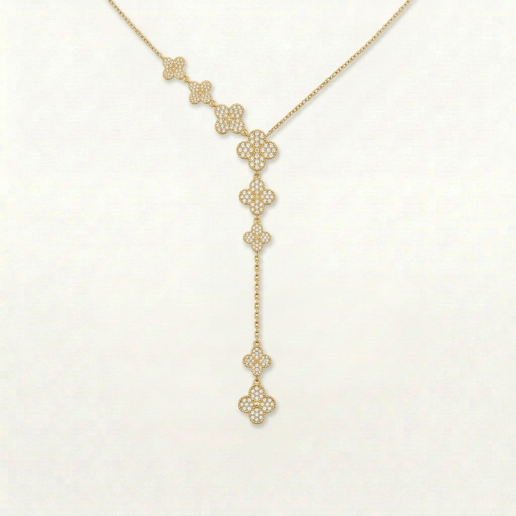 Yasmin Diamanté Clover Drop Necklace