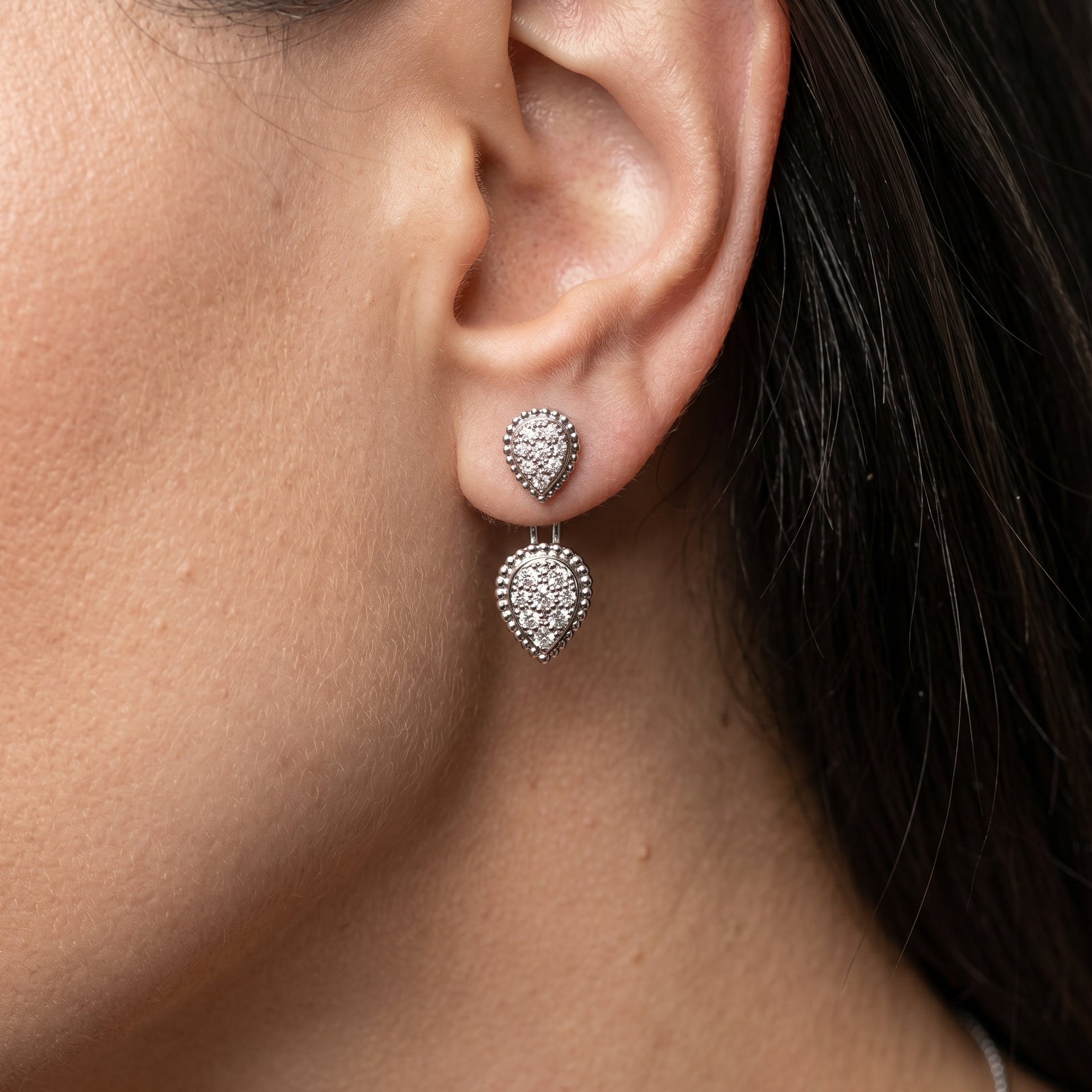 Twin Diamanté Drop Earrings (gold & silver)