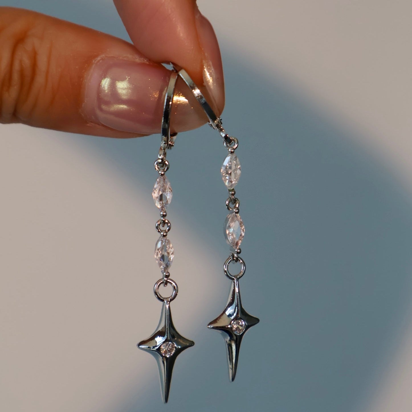 Dangly 18K Gold Star Plated Earrings