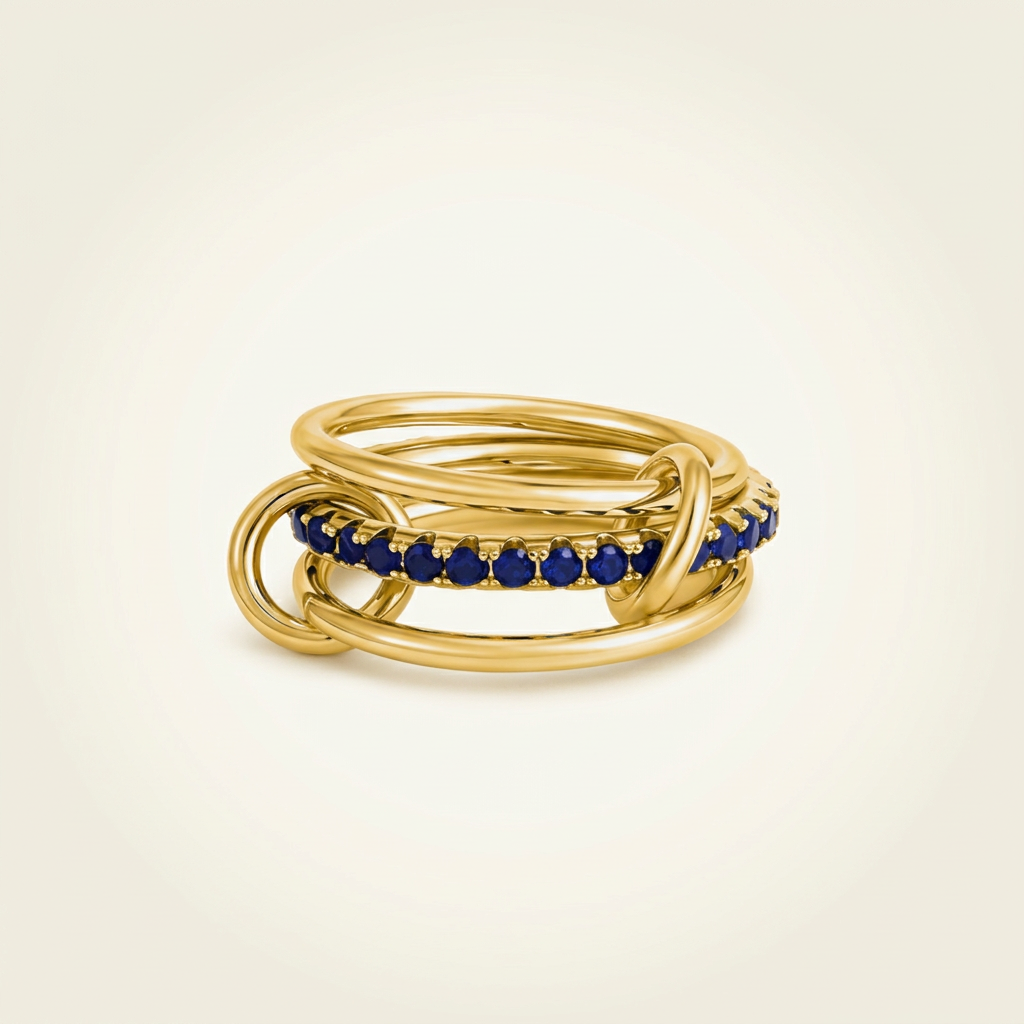 Illyra Blue Stacked Ring in Gold