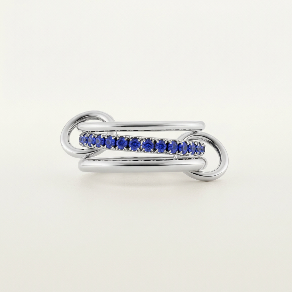 Illyra Blue Stacked Ring in Silver