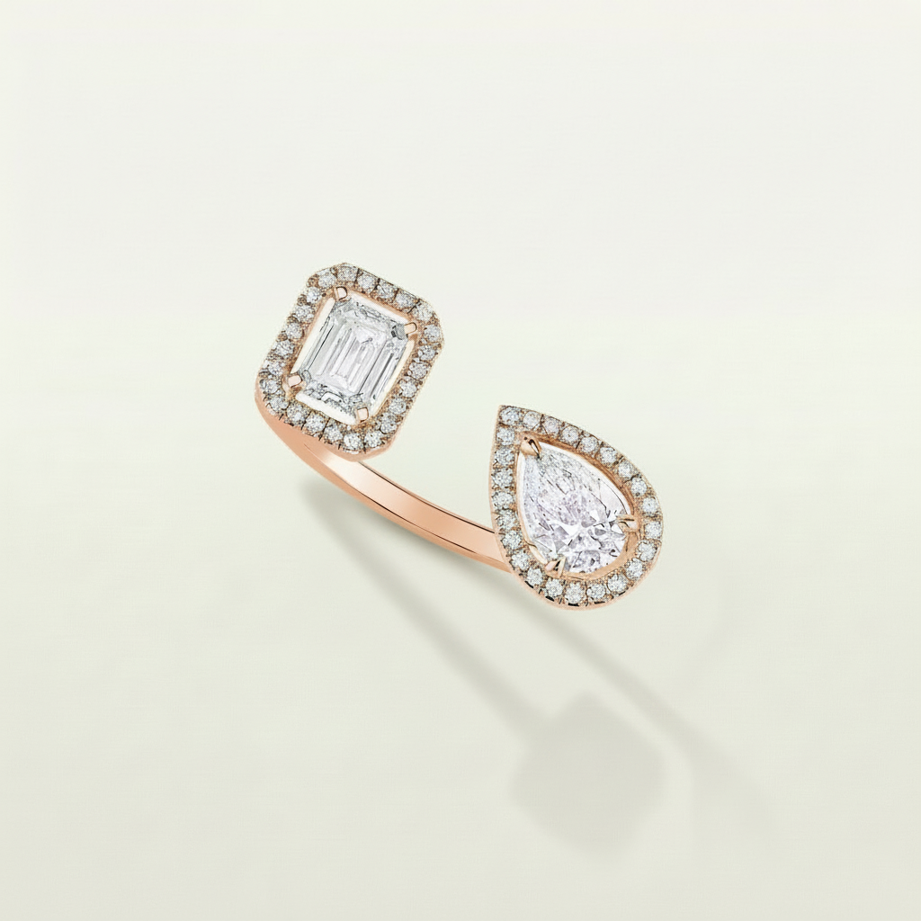 Twin Diamanté Ring (in silver & gold)