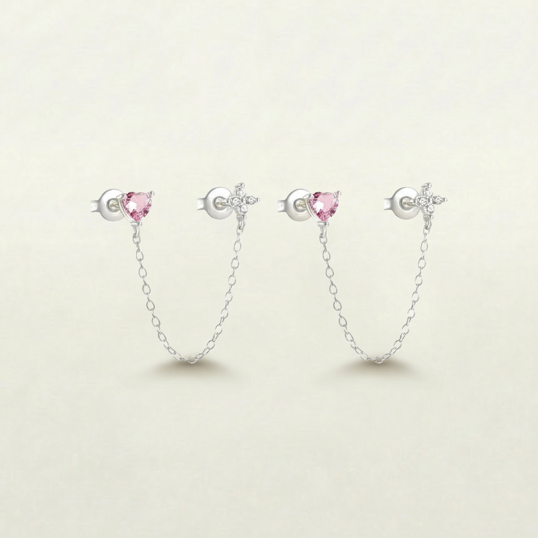 Isla Heart Layered Chain Studs