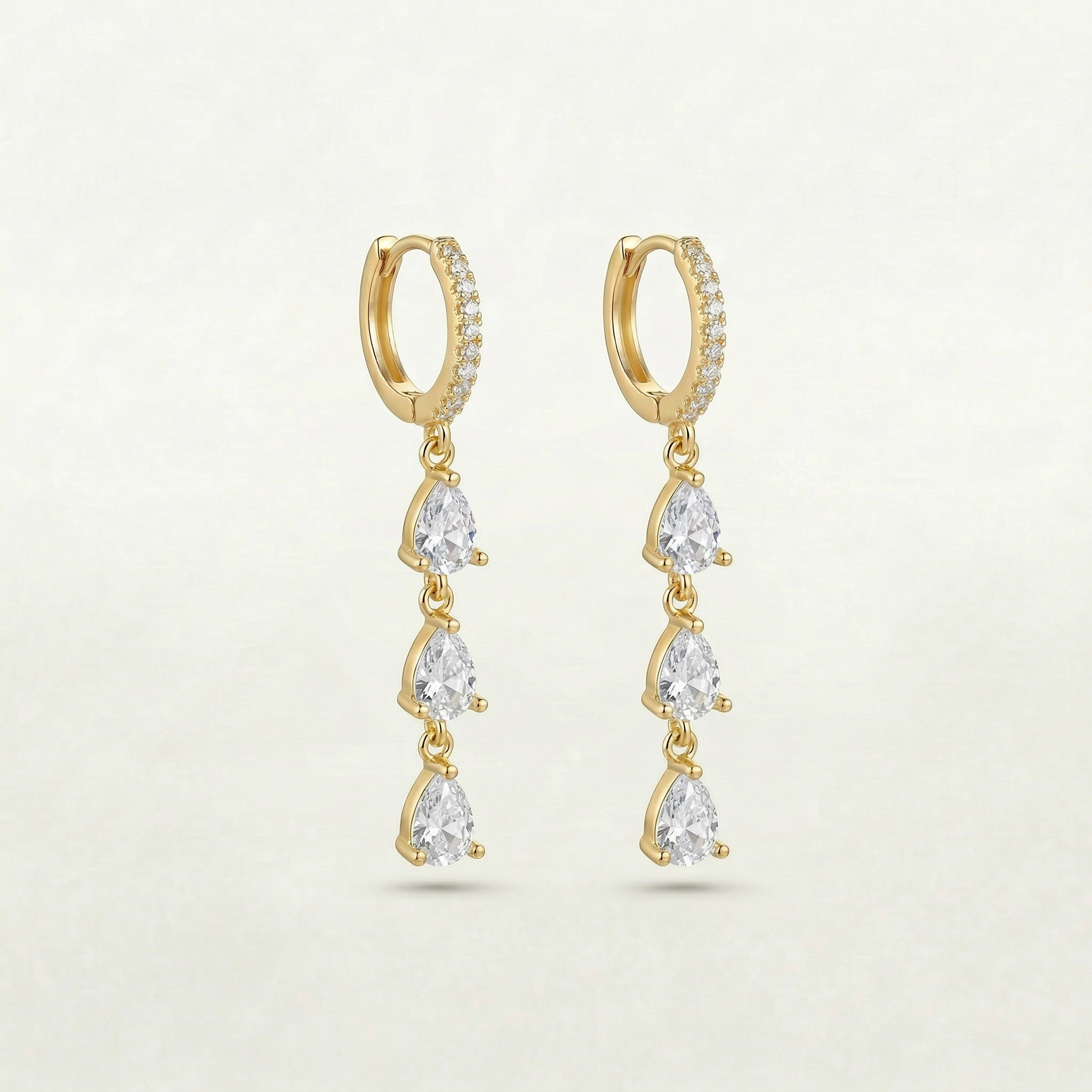 Dangling 18K Gold Plated Gem Earrings