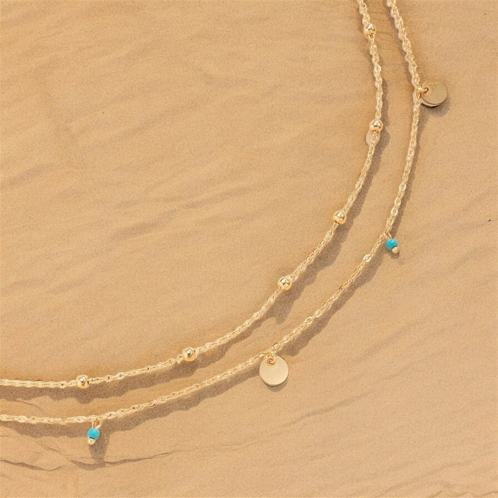 Double Layered Belly Chain Blue Gems